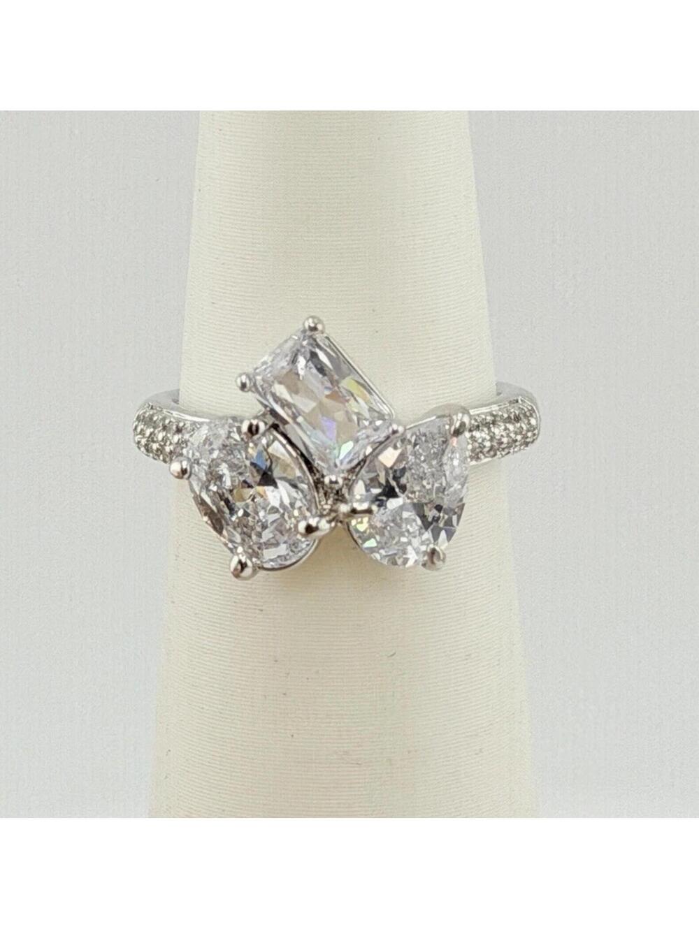 Bomb Party Adjustable Kids April Ring Clear CZ on Rhodium RG20366K